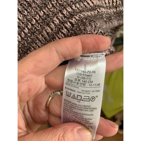 Gap-Kids-Puff‎ Sleeve-Chunky-Sweater-100% Cotton-Pink Multi-Color-Girls-L - Picture 4 of 4